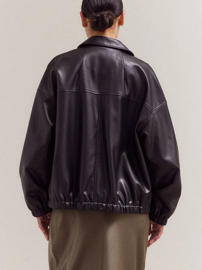 GRADE & GATHER BRENDA BOMBER JACKET BLACK 