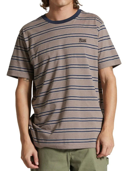 BRIXTON HILT STITH S/S KNIT T-SHIRT CINDER GREY/WASHED NAVY