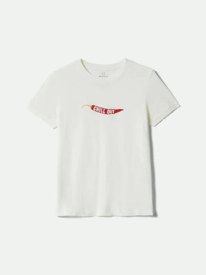 BRIXTON CHILL OUT FITTED CREW T-SHIRT OFF WHITE