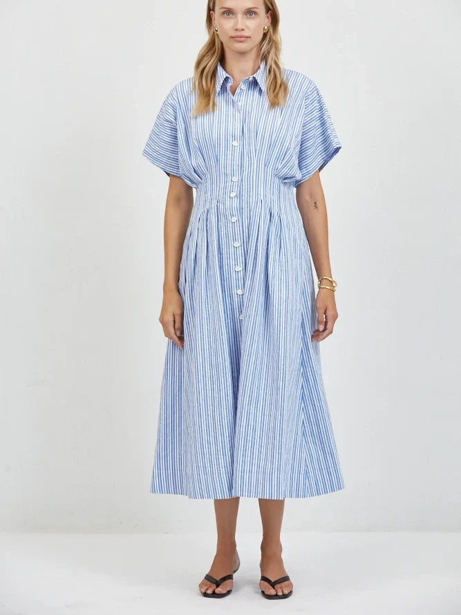 A.REN ASTER STRIPED SHIRTDRESS BLUE
