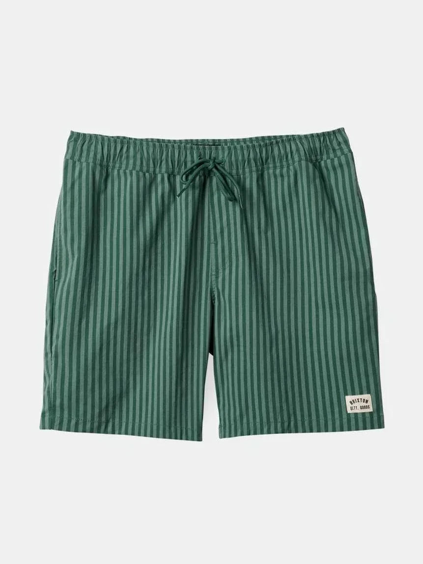 BRIXTON VOYAGE HYBRID SHORT 16" TREKKING GREEN HERRINGBONE