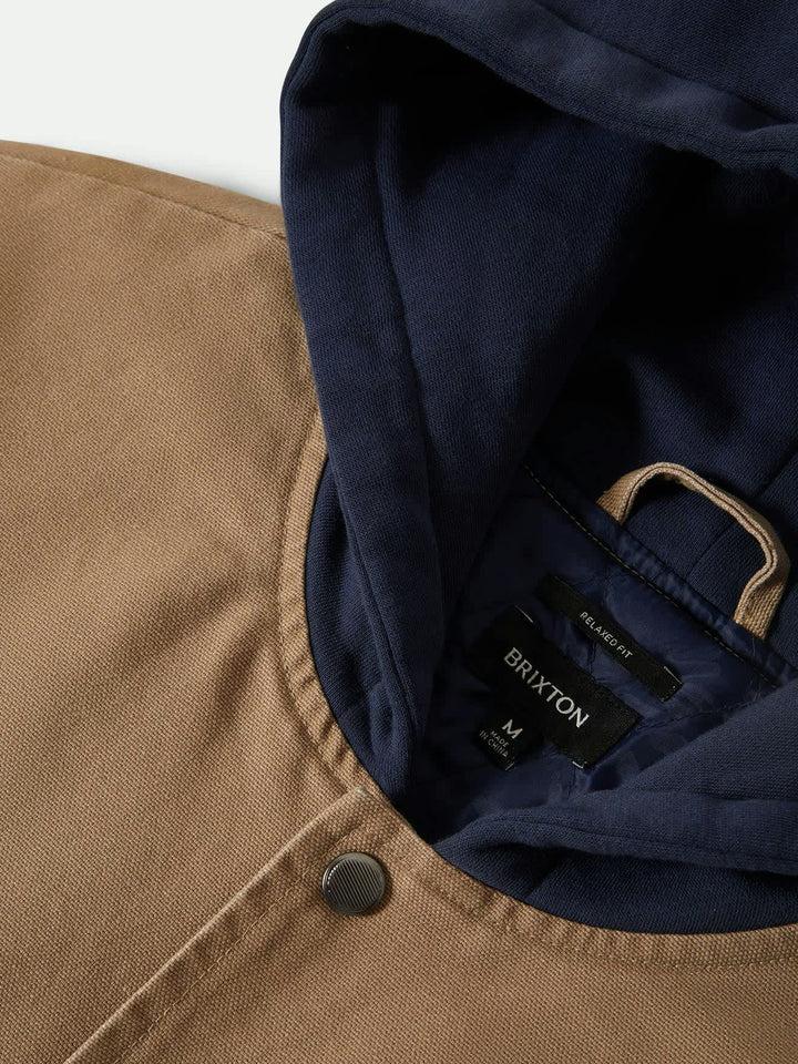 BRIXTON CANVAS HOODED BOMBER JACKET KHAKI/INDIGO 