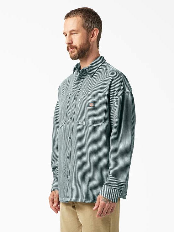 DICKIES HICKORY LS SHIRT LINCOLN GREEN