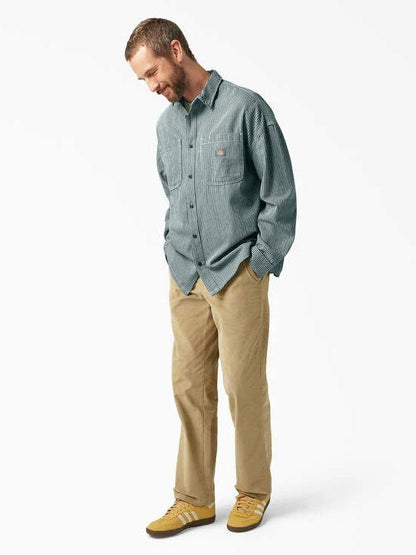 DICKIES HICKORY LS SHIRT LINCOLN GREEN