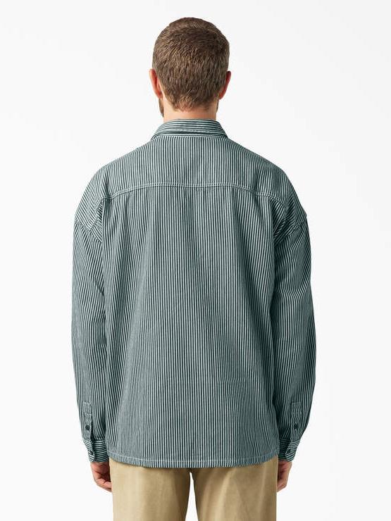 DICKIES HICKORY LS SHIRT LINCOLN GREEN