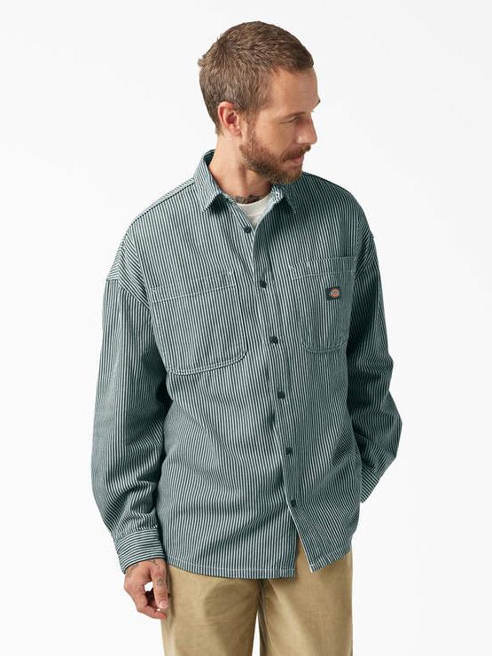 DICKIES HICKORY LS SHIRT LINCOLN GREEN