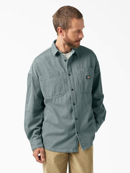 DICKIES HICKORY LS SHIRT LINCOLN GREEN