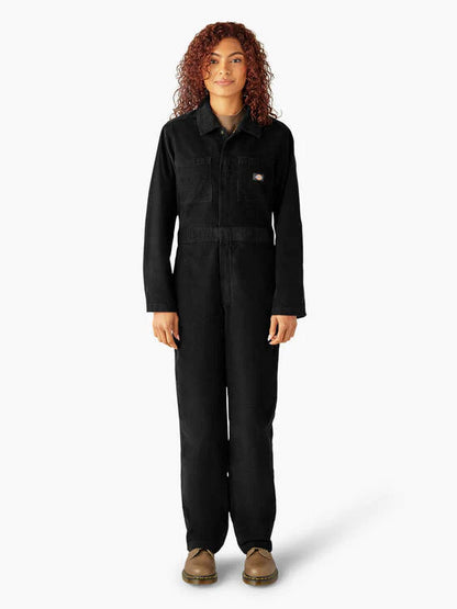 DICKIES CORDUROY L/S COVERALLS BLACK 