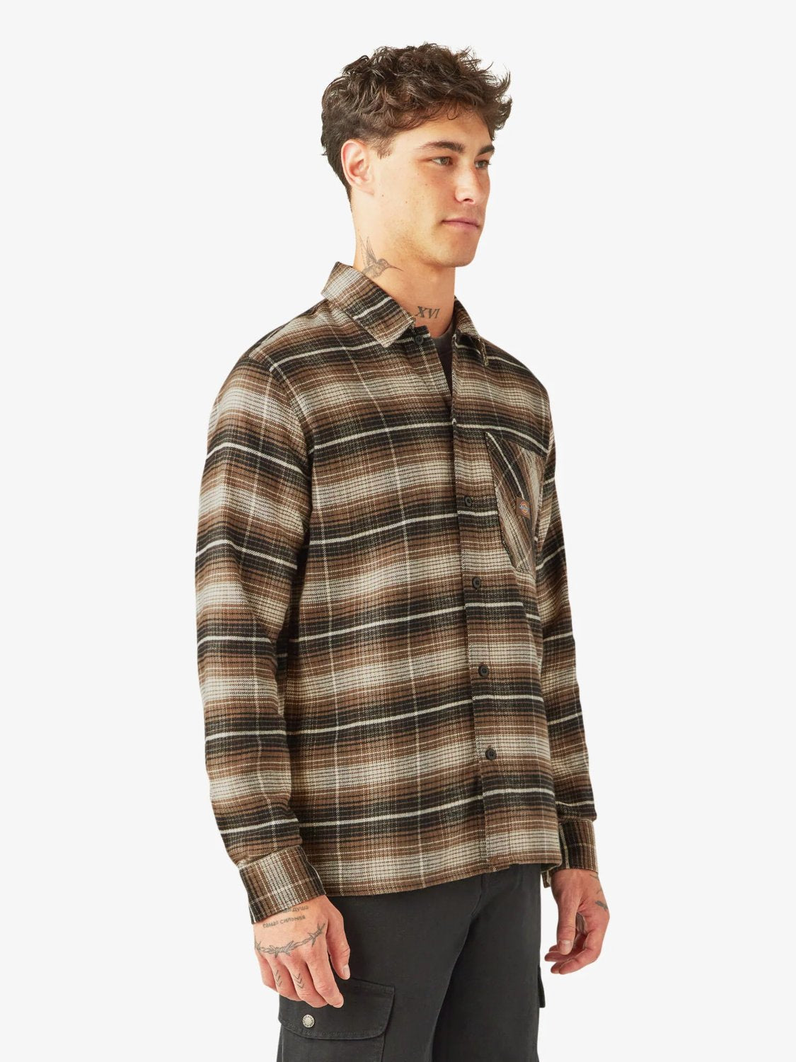 DICKIES FOREST CHECK SHIRT MUSHROOM