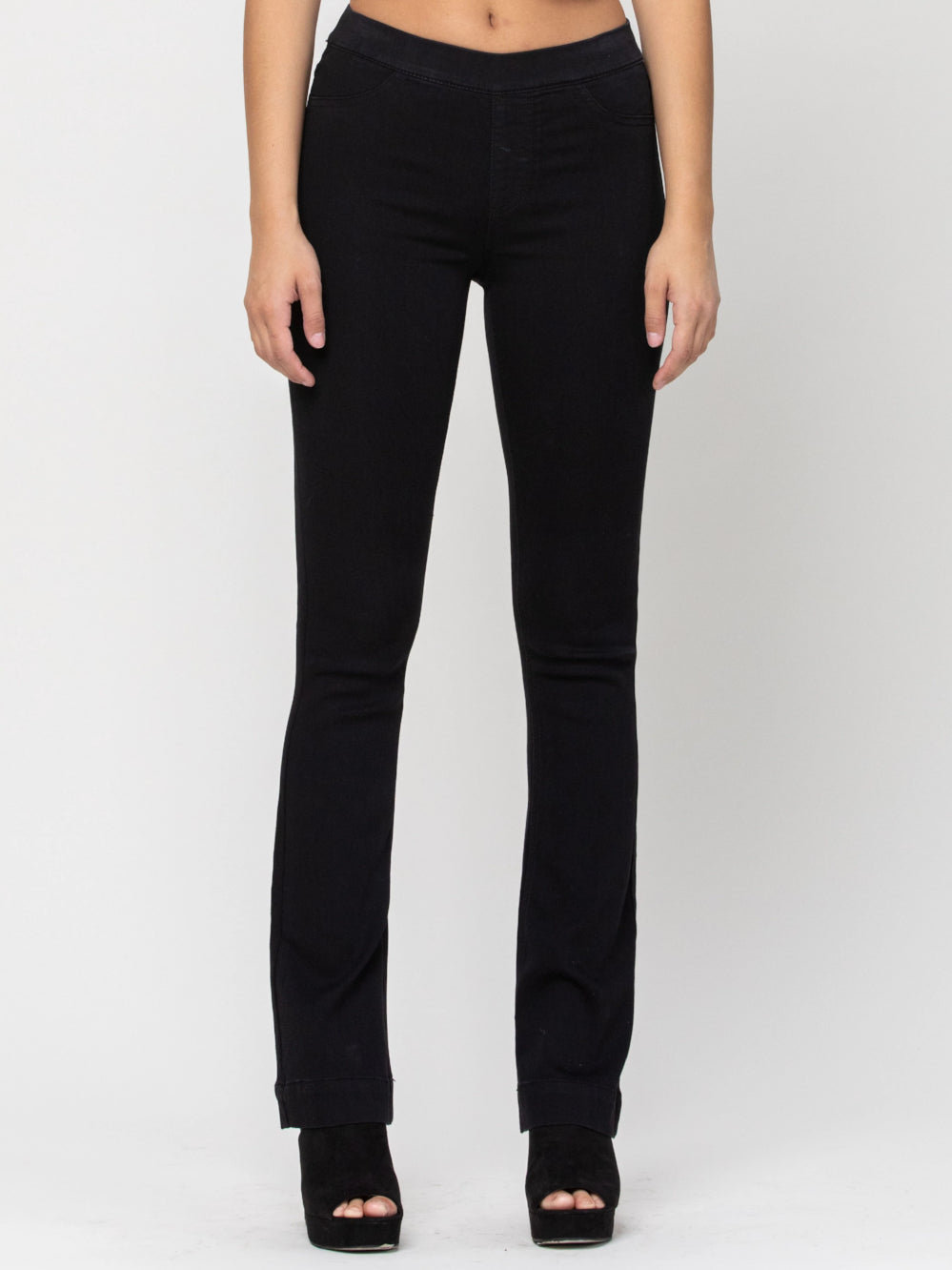 CELLO MID RISE FLARE JEGGING BLACK 