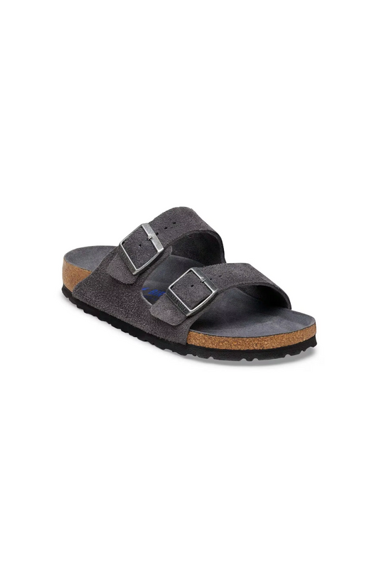 BIRKENSTOCK ARIZONA SOFT FOOTBED SUEDE LEATHER MENS CHARCOAL TONAL 
