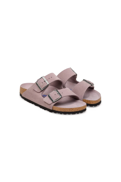 BIRKENSTOCK ARIZONA SOFT FOOTBED SUEDE LEATHER FADED PURPLE TONAL 