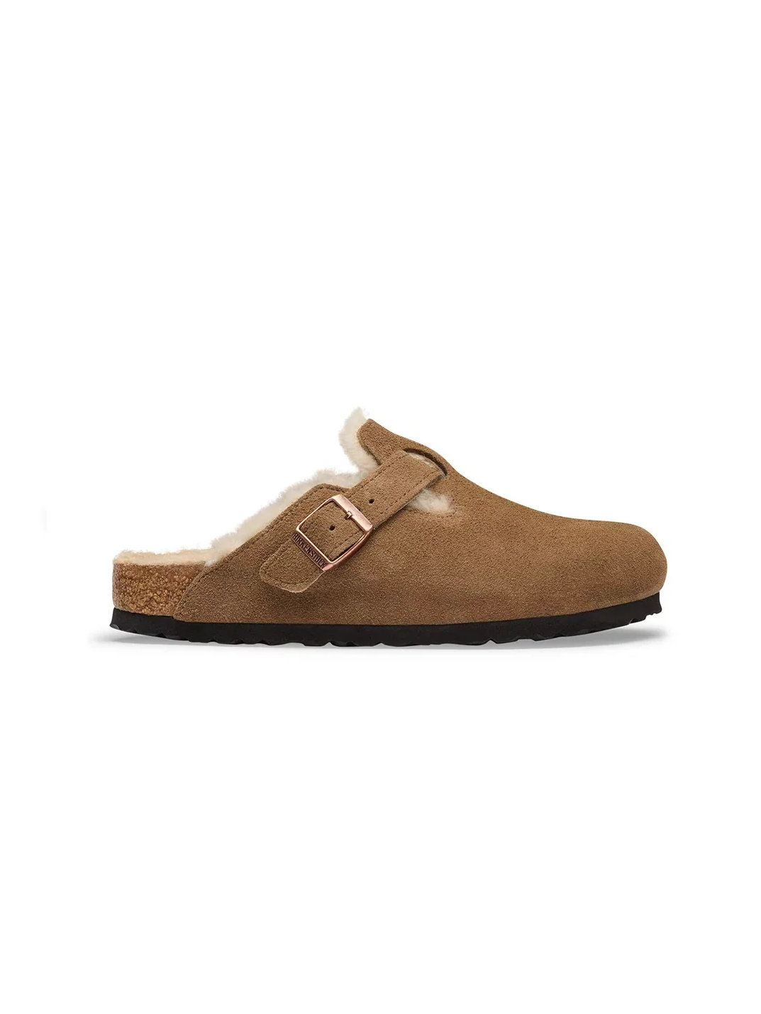 BIRKENSTOCK BOSTON SHEARLING SUEDE LEATHER DARK TEA 