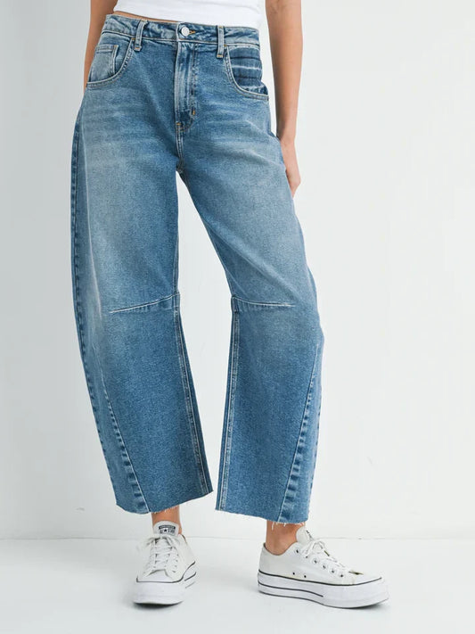 JUST BLACK DENIM SEAMED BARREL JEAN MEDIUM 