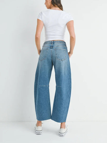 JUST BLACK DENIM SEAMED BARREL JEAN MEDIUM 