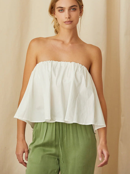 CRESCENT KAELEY POPLIN TUBE TOP WHITE