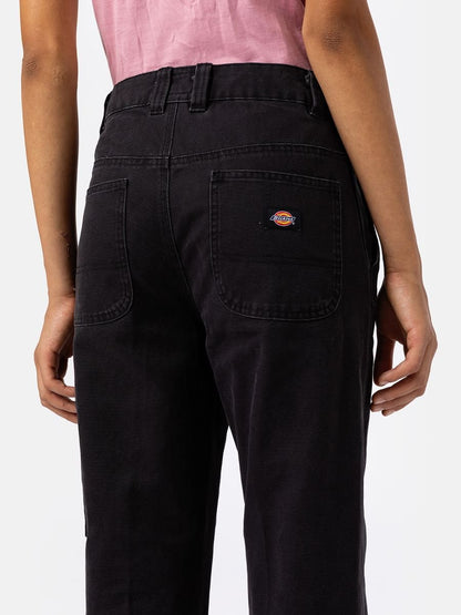 DICKIES WOMENS DUCK CANVAS PANT STONEWASHED BLACK