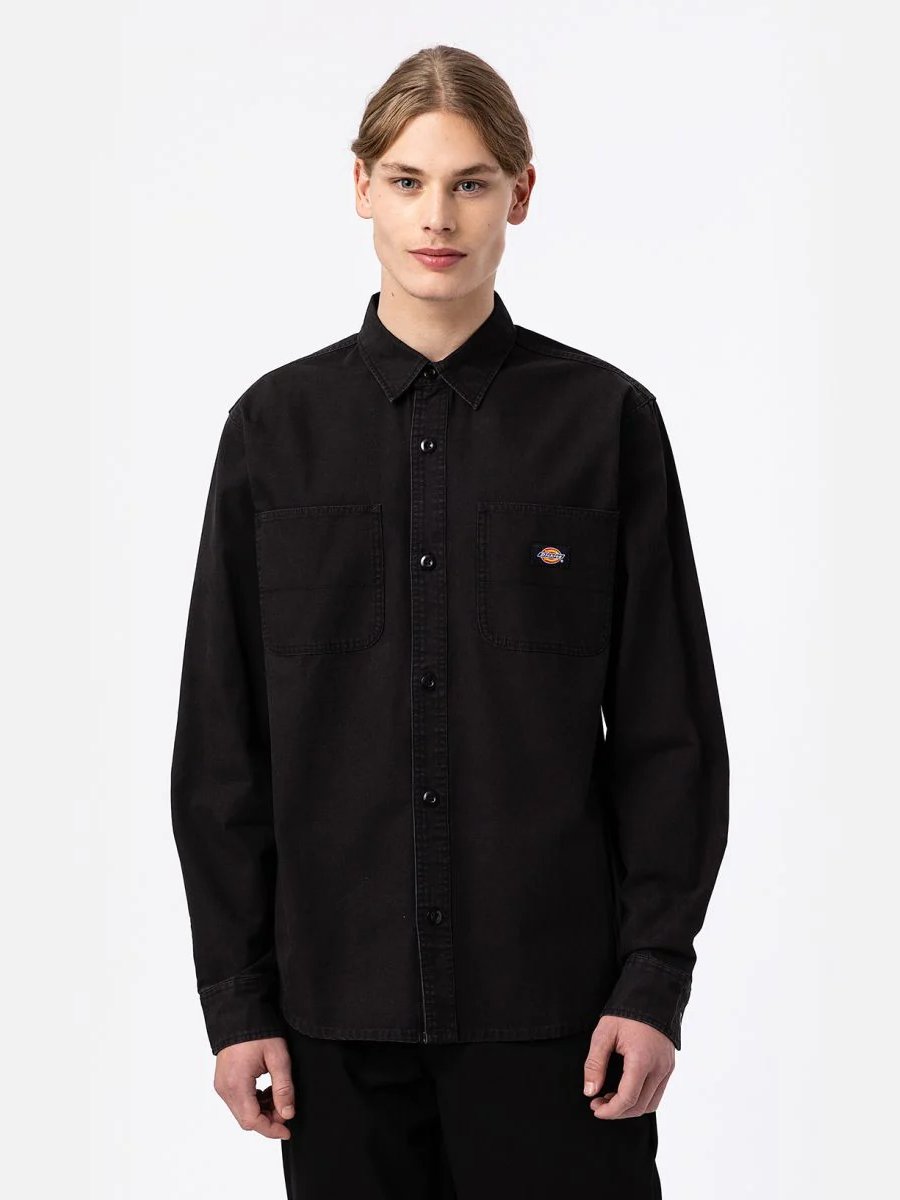 DICKIES DUCK CANVAS L/S SHIRT STONEWASHED BLACK 