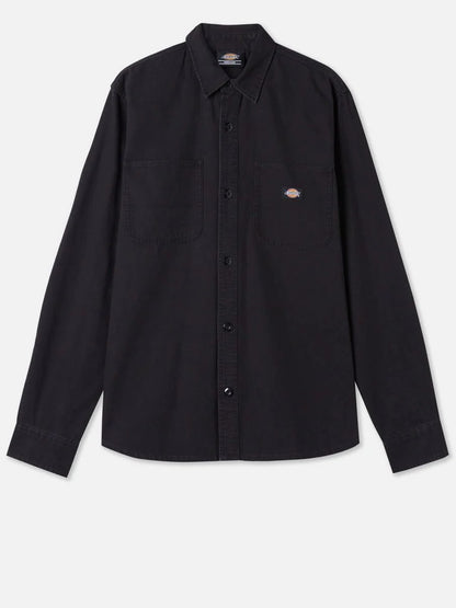 DICKIES DUCK CANVAS L/S SHIRT STONEWASHED BLACK