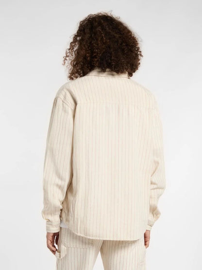 DICKIES SERVICE STRIPE LS SHIRT EGRET