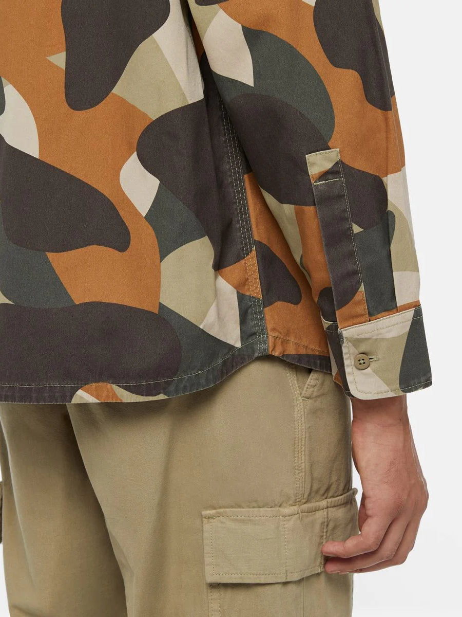 DICKIES CAMO CANVAS WORK SHIRT GREEN