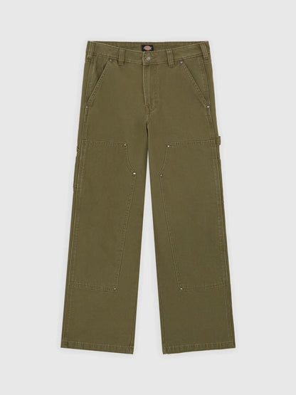 DICKIES DOUBLE KNEE LOOSE CANVAS PANT MILITARY GREEN