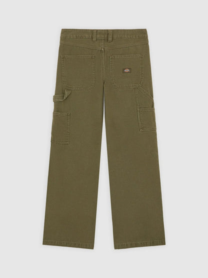 DICKIES DOUBLE KNEE LOOSE CANVAS PANT MILITARY GREEN