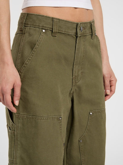 DICKIES DOUBLE KNEE LOOSE CANVAS PANT MILITARY GREEN