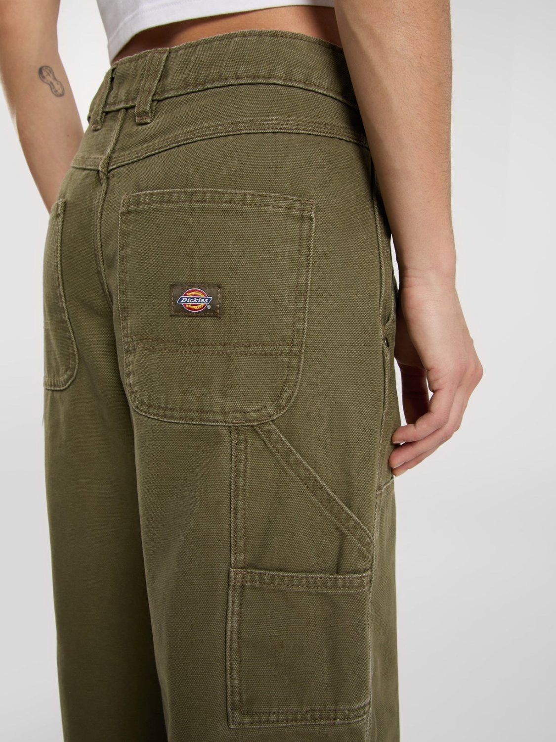 DICKIES DOUBLE KNEE LOOSE CANVAS PANT MILITARY GREEN