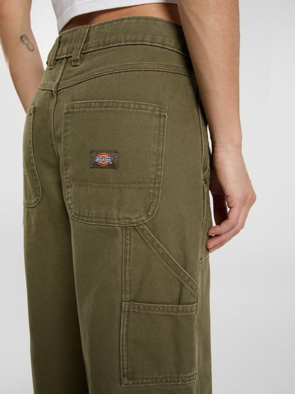 DICKIES DOUBLE KNEE LOOSE CANVAS PANT MILITARY GREEN