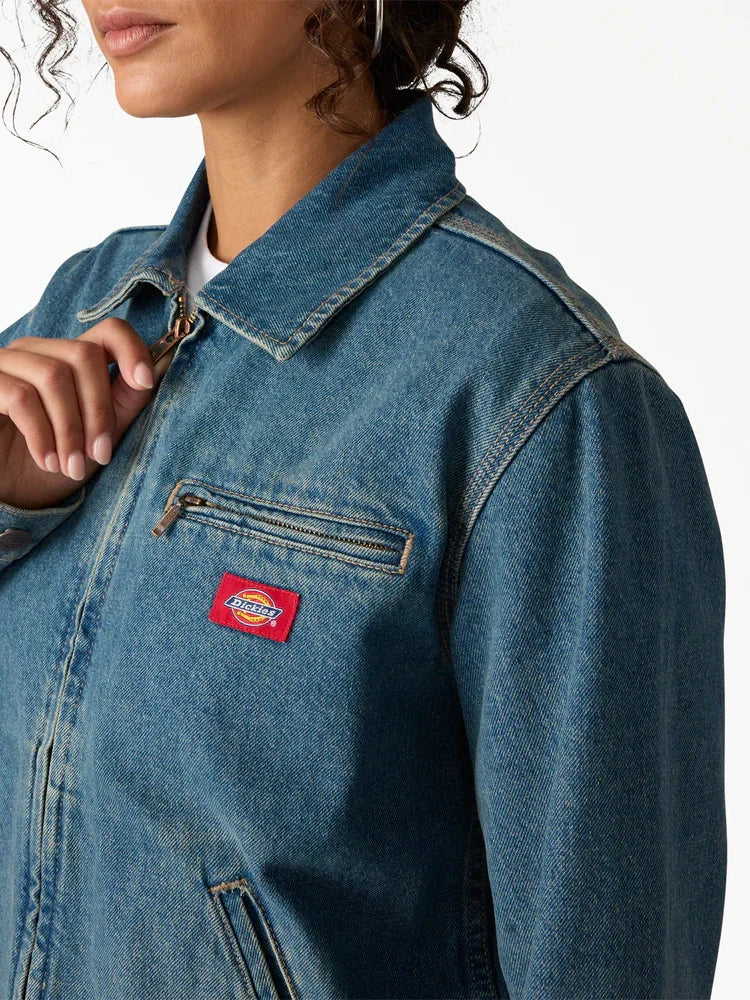 DICKIES DENIM PAINTER JACKET KHAKI TINTED BLUE 