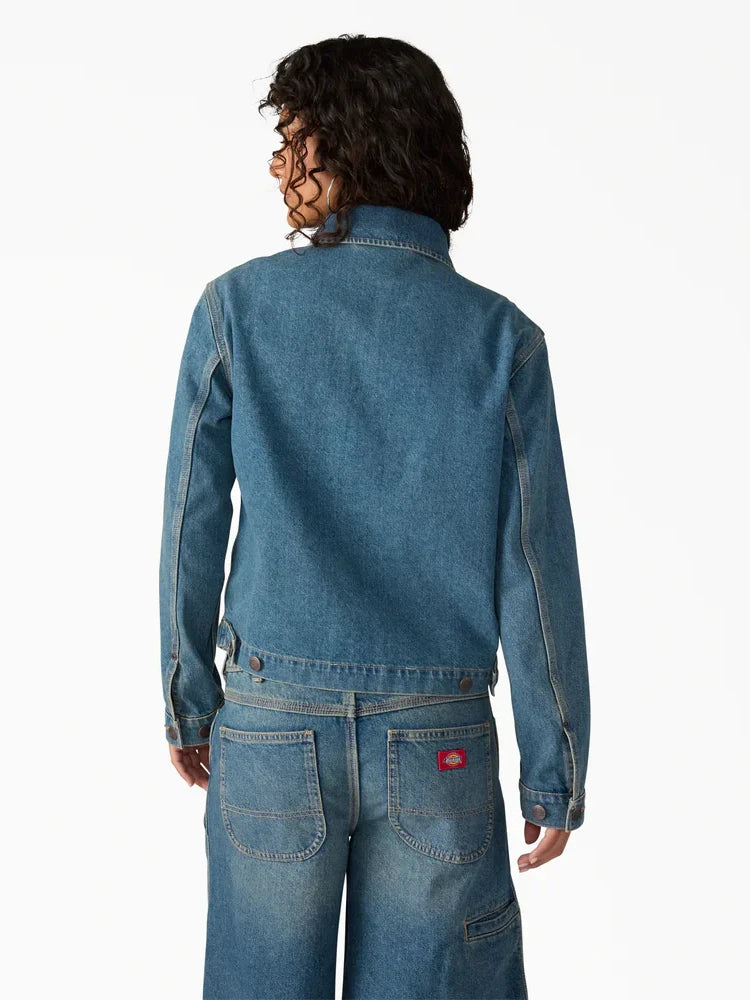 DICKIES DENIM PAINTER JACKET KHAKI TINTED BLUE 