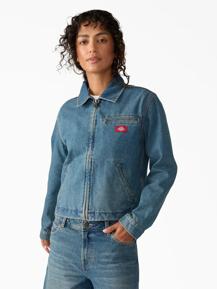 DICKIES DENIM PAINTER JACKET KHAKI TINTED BLUE 