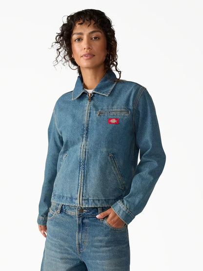 DICKIES DENIM PAINTER JACKET KHAKI TINTED BLUE 