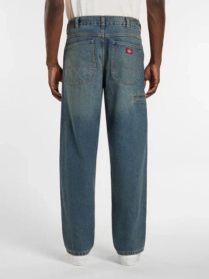 DICKIES BAGGY TAPERED WORK JEAN KHAKI TINTED BLUE 