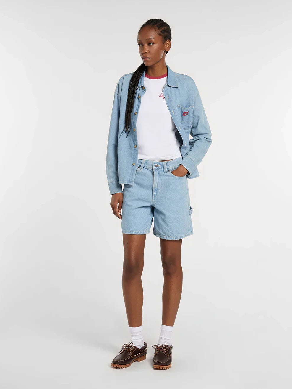 DICKIES PLAINVILLE RINGER TEE WHITE 
