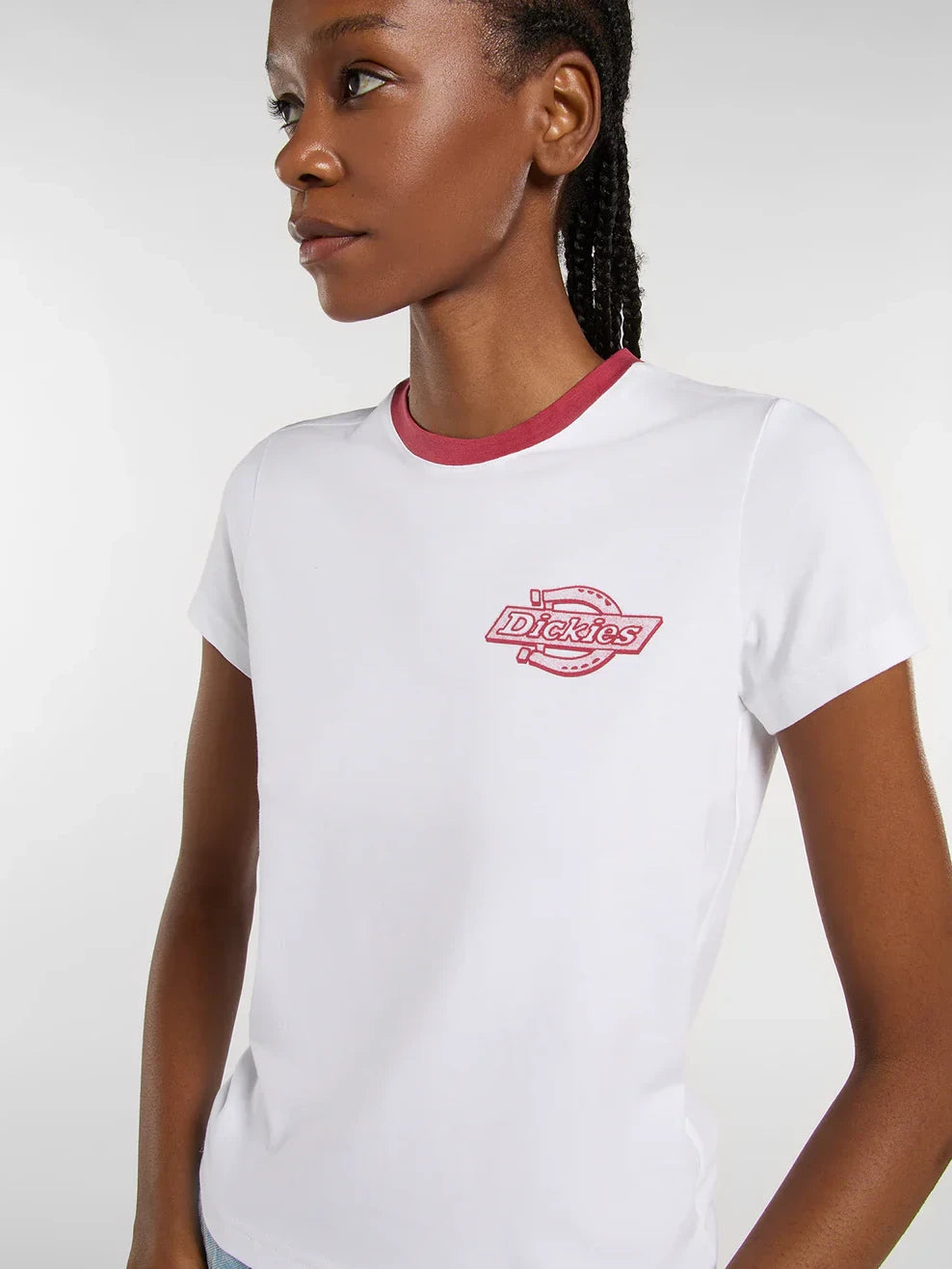 DICKIES PLAINVILLE RINGER TEE WHITE 