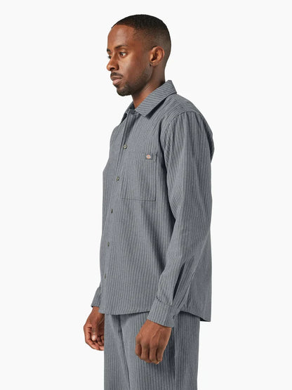 DICKIES LIMA PINSTRIPE SHIRT CHARCOAL 