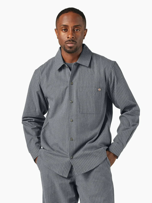 DICKIES LIMA PINSTRIPE SHIRT CHARCOAL 