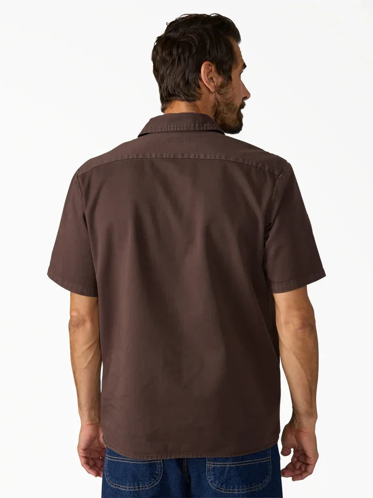 DICKIES WORN IN LW WORK SHIRT BROWN 