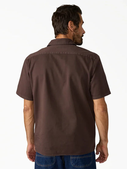 DICKIES WORN IN LW WORK SHIRT BROWN 