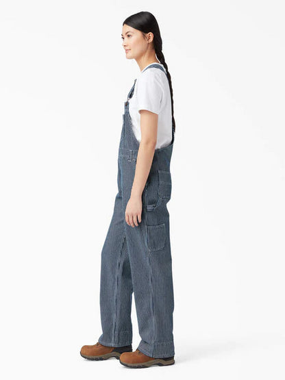 DICKIES RELAXED FIT BIB OVERALLS RINSED HICKORY STRIPE 