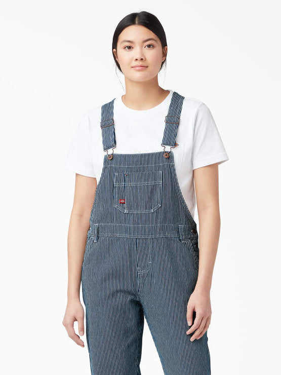 DICKIES RELAXED FIT BIB OVERALLS RINSED HICKORY STRIPE 