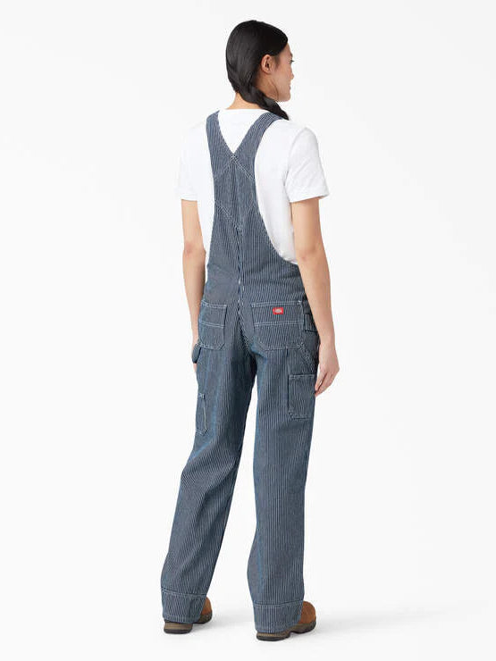 DICKIES RELAXED FIT BIB OVERALLS RINSED HICKORY STRIPE 