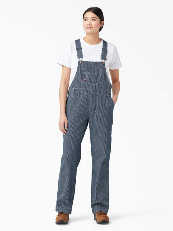 DICKIES RELAXED FIT BIB OVERALLS RINSED HICKORY STRIPE 