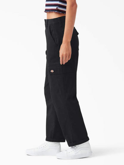 DICKIES RELAXED FIT CROPPED CARGO PANTS BLACK 