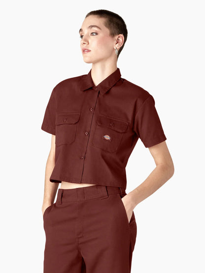 DICKIES CROPPED WORK SHIRT FIRED BRICK