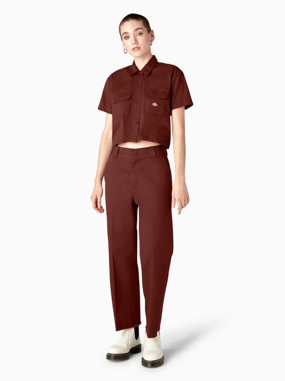 DICKIES CROPPED WORK SHIRT FIRED BRICK