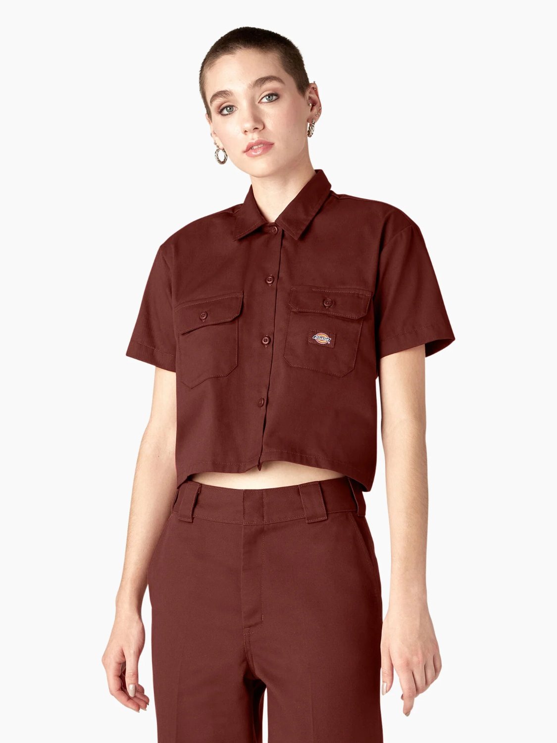 DICKIES CROPPED WORK SHIRT FIRED BRICK 