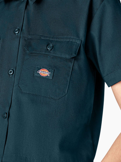 DICKIES RELAXED FIT CROPPED WORK SHIRT REFLECTING POND